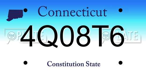 4Q08T6 Connecticut License Plate