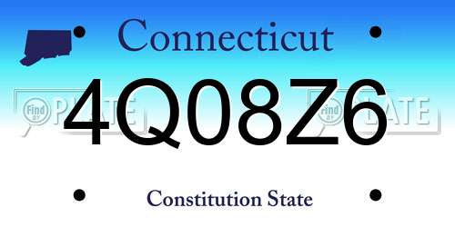 4Q08Z6 Connecticut License Plate
