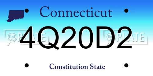 4Q20D2 Connecticut License Plate
