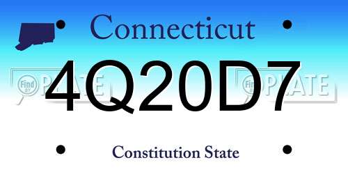 4Q20D7 Connecticut License Plate