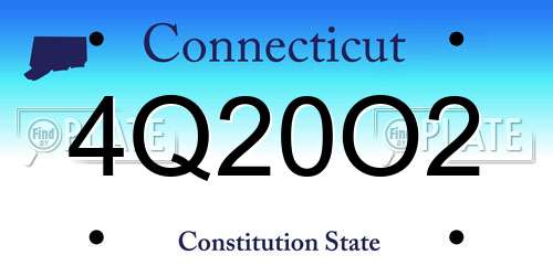 4Q20O2 Connecticut License Plate