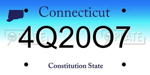 4Q20O7 Connecticut License Plate