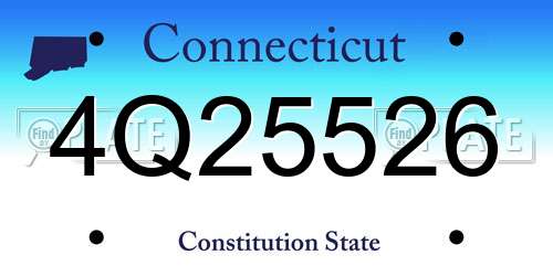 4Q25526 Connecticut License Plate