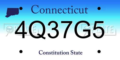 4Q37G5 Connecticut License Plate