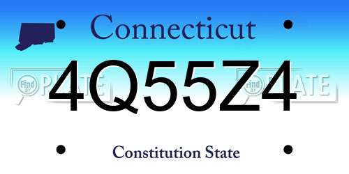 4Q55Z4 Connecticut License Plate
