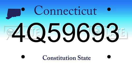 4Q59693 Connecticut License Plate