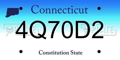 4Q70D2 Connecticut License Plate