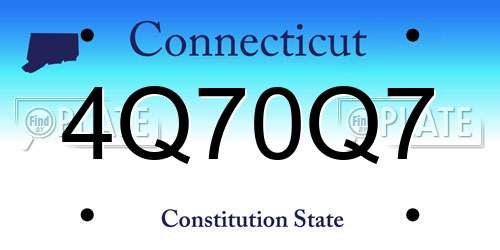 4Q70Q7 Connecticut License Plate