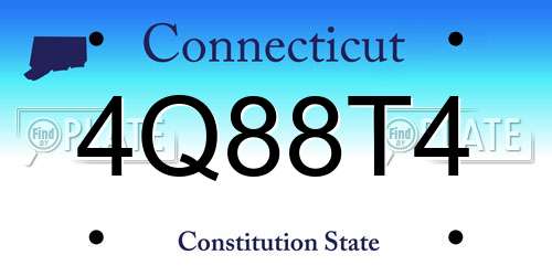 4Q88T4 Connecticut License Plate