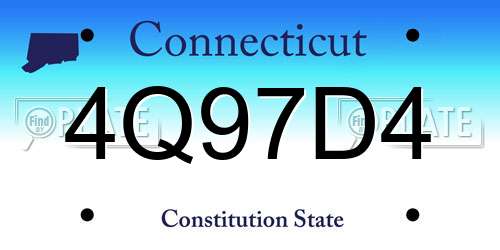 4Q97D4 Connecticut License Plate