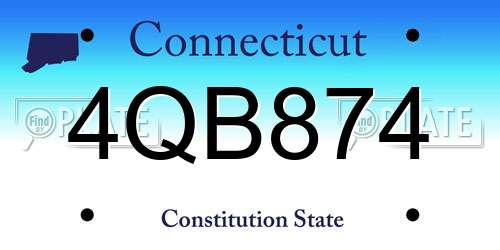 4QB874 Connecticut License Plate