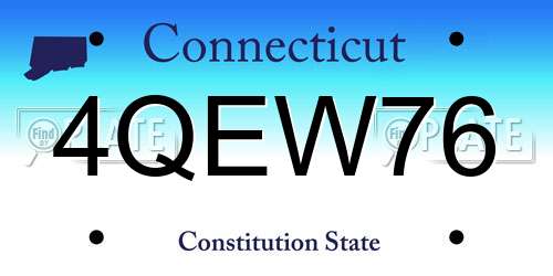 4QEW76 Connecticut License Plate