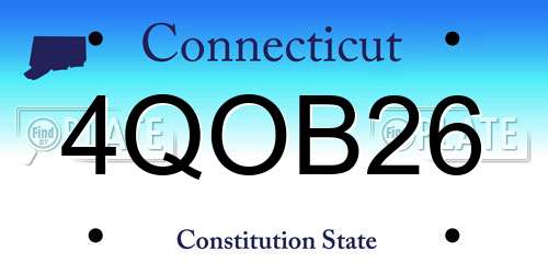 4QOB26 Connecticut License Plate