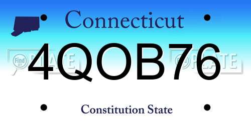 4QOB76 Connecticut License Plate