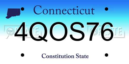 4QOS76 Connecticut License Plate