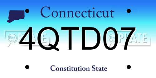 4QTD07 Connecticut License Plate