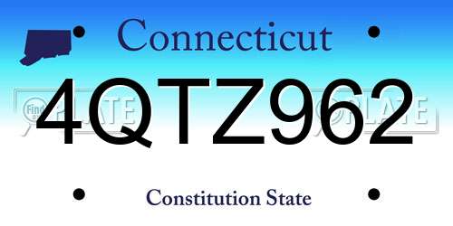 4QTZ962 Connecticut License Plate
