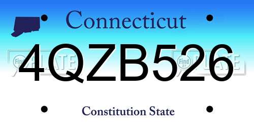 4QZB526 Connecticut License Plate