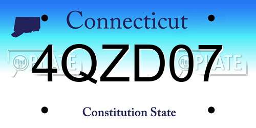 4QZD07 Connecticut License Plate