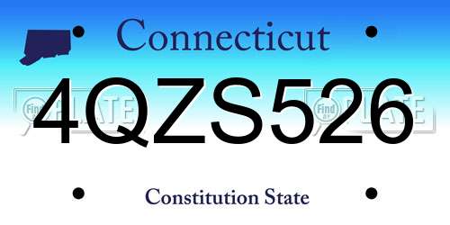 4QZS526 Connecticut License Plate