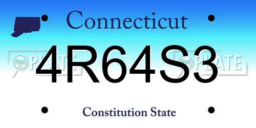 4R64S3 Connecticut License Plate