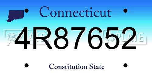 4R87652 Connecticut License Plate