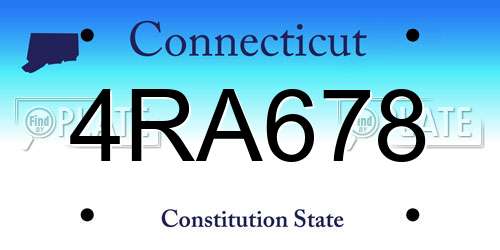 4RA678 Connecticut License Plate