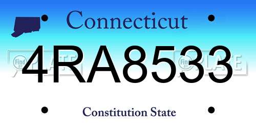 4RA8533 Connecticut License Plate