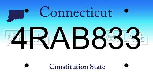 4RAB833 Connecticut License Plate