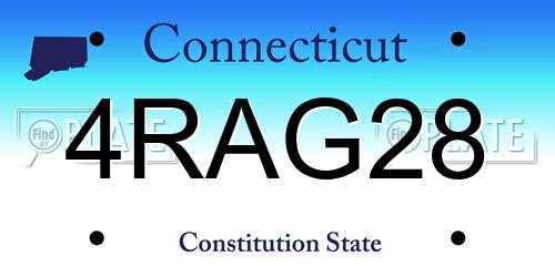 4RAG28 Connecticut License Plate