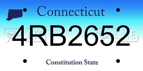 4RB2652 Connecticut License Plate