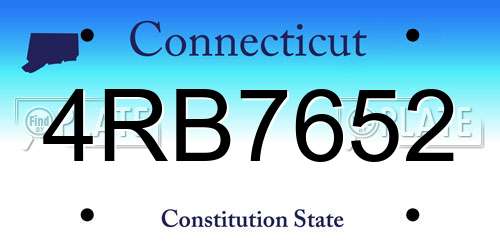 4RB7652 Connecticut License Plate