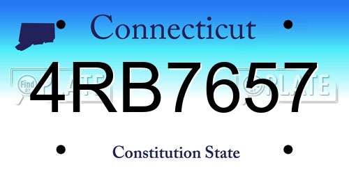 4RB7657 Connecticut License Plate