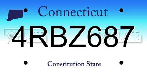 4RBZ687 Connecticut License Plate
