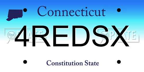 4REDSX Connecticut License Plate