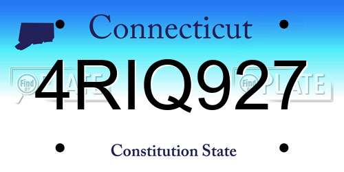4RIQ927 Connecticut License Plate