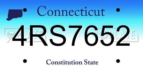 4RS7652 Connecticut License Plate