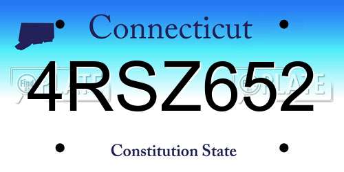 4RSZ652 Connecticut License Plate