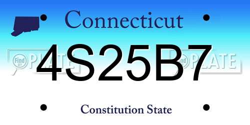 4S25B7 Connecticut License Plate