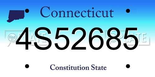 4S52685 Connecticut License Plate