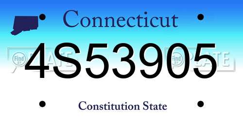 4S53905 Connecticut License Plate