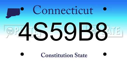 4S59B8 Connecticut License Plate