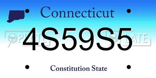 4S59S5 Connecticut License Plate