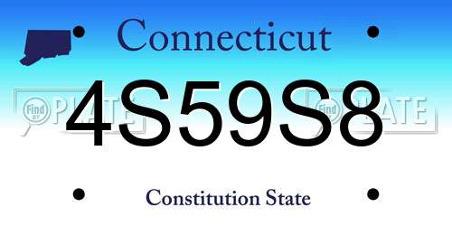 4S59S8 Connecticut License Plate