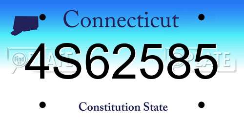 4S62585 Connecticut License Plate