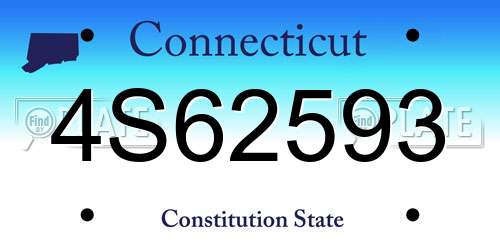 4S62593 Connecticut License Plate