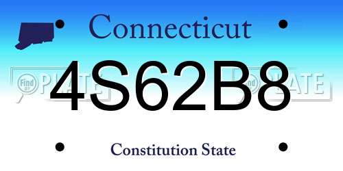 4S62B8 Connecticut License Plate