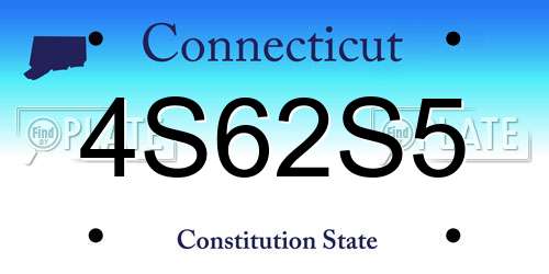 4S62S5 Connecticut License Plate
