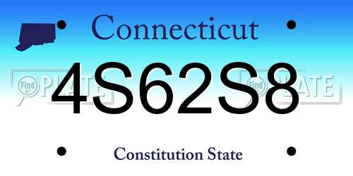 4S62S8 Connecticut License Plate