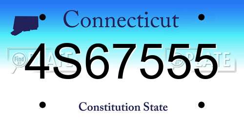 4S67555 Connecticut License Plate